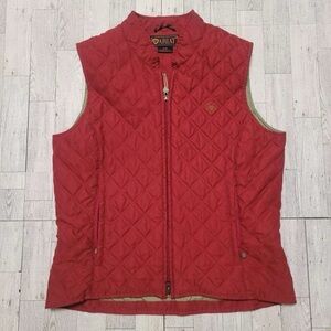 Women’s Ariat Western Red Quilted Zip Up Cowgirl Puffer Vest Size Small